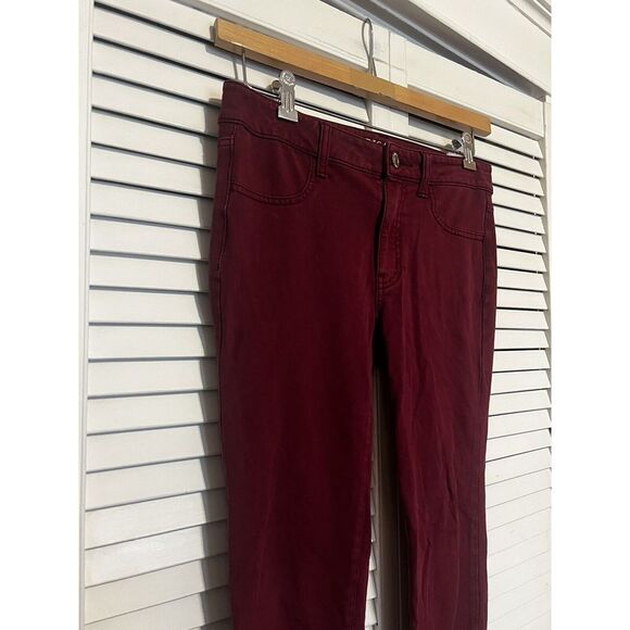 AMERICAN EAGLE Women's Size 6 Pants Skinny Stretch Pants Burgundy Red Jeggings - Picture 2 of 9